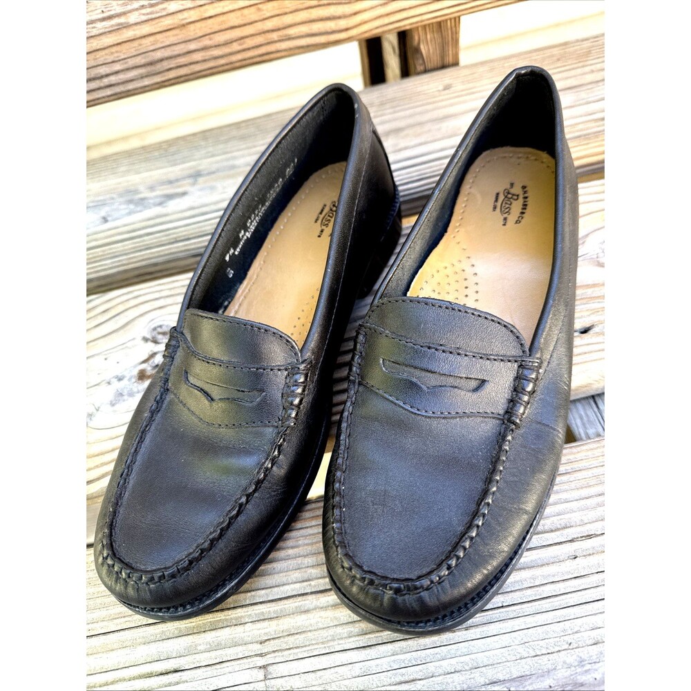 G.H. Bass & Co. Women's Black Leather Penny Loafers Size 9.5 M Exc Cond